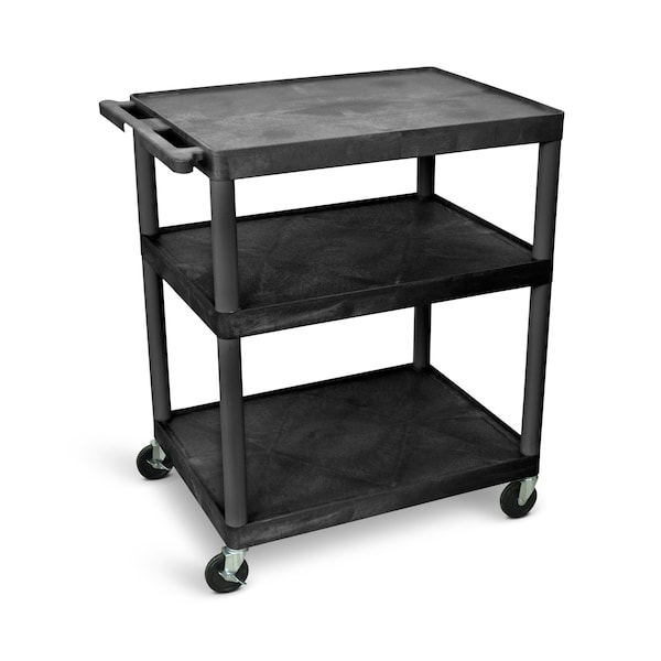 40"H AV Cart - Three Large Shelves - Black